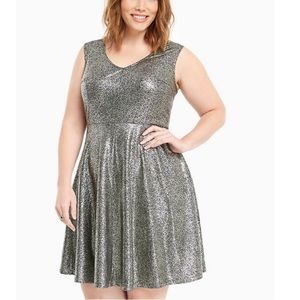 Torrid Gold Foil Skater Dress size 1